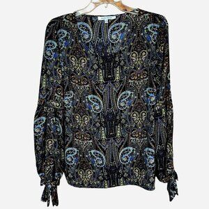 Rose & Olive Boho Chic Paisley Balloon Sleeve Blouse M Quiet Luxury Cottagecore
